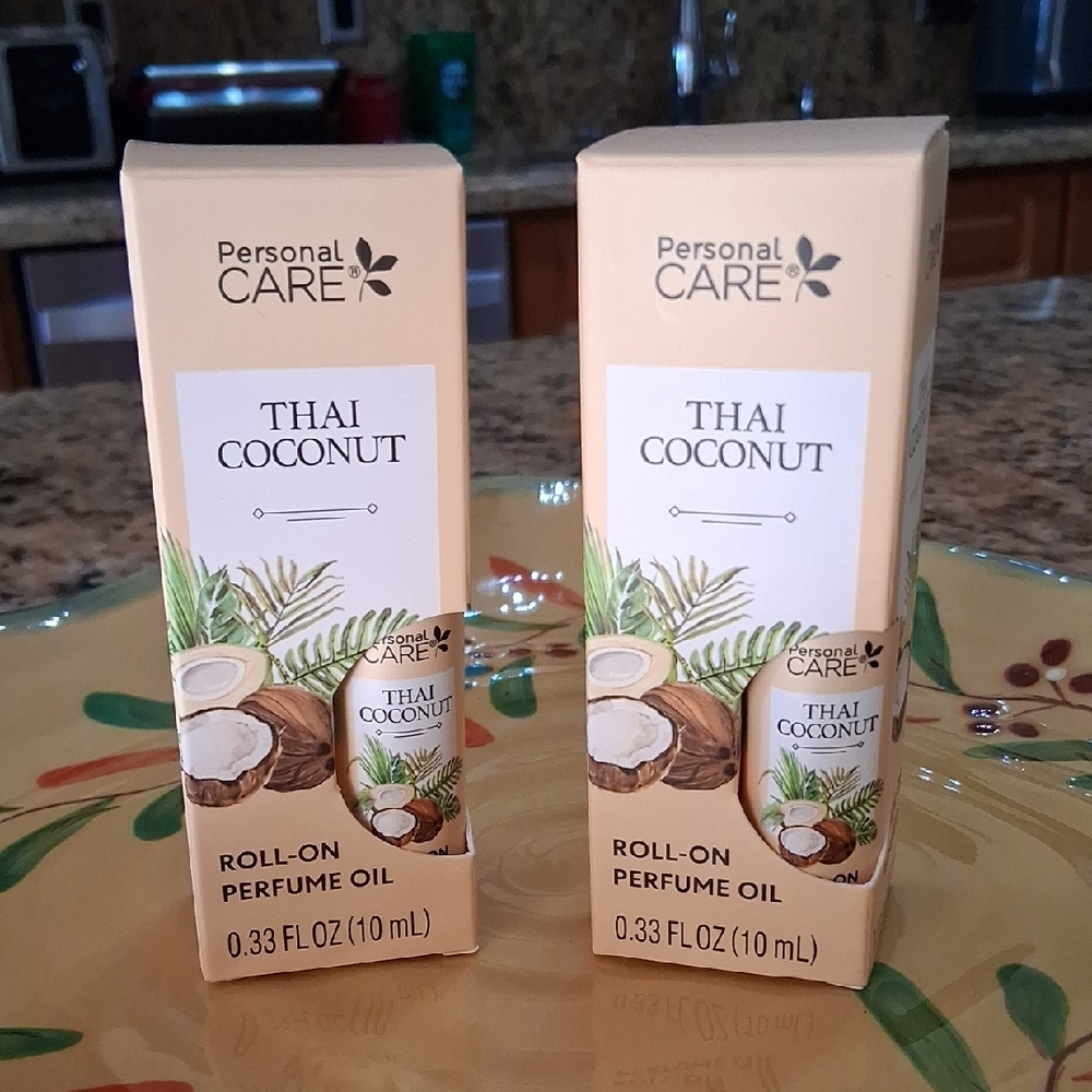 2 Personal Care Thai Coconut Roll-On Perfume Oil. Delicous Tropical Scent.